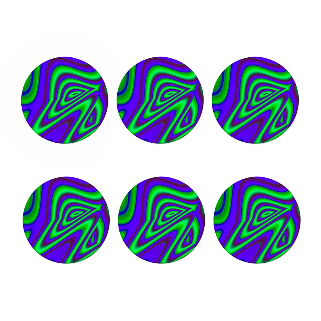Purple Green Psychedelic Trippy Print Coaster Set