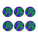Purple Green Psychedelic Trippy Print Coaster Set