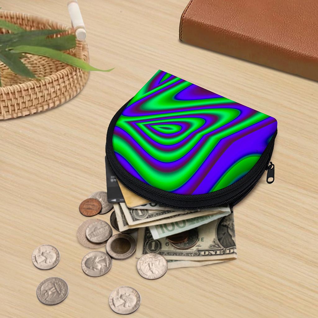 Purple Green Psychedelic Trippy Print Coin Purse