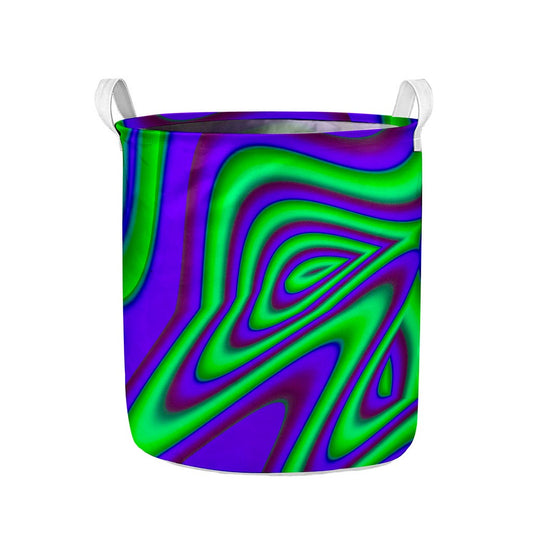 Purple Green Psychedelic Trippy Print Collapsible Laundry Basket