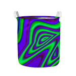 Purple Green Psychedelic Trippy Print Collapsible Laundry Basket