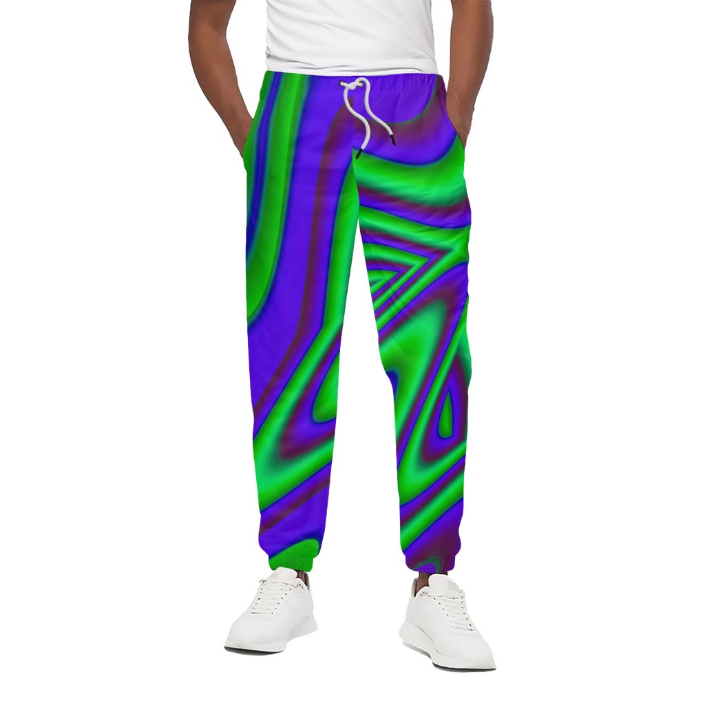 Purple Green Psychedelic Trippy Print Cotton Pants