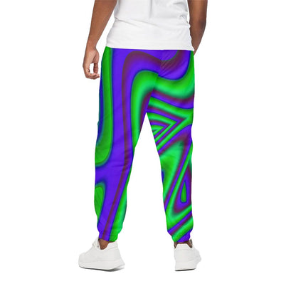 Purple Green Psychedelic Trippy Print Cotton Pants