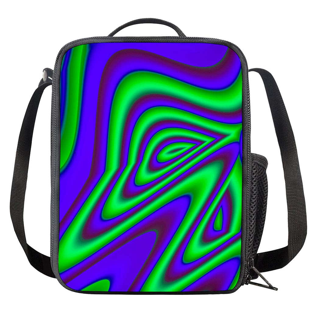 Purple Green Psychedelic Trippy Print Crossbody Lunch Bag