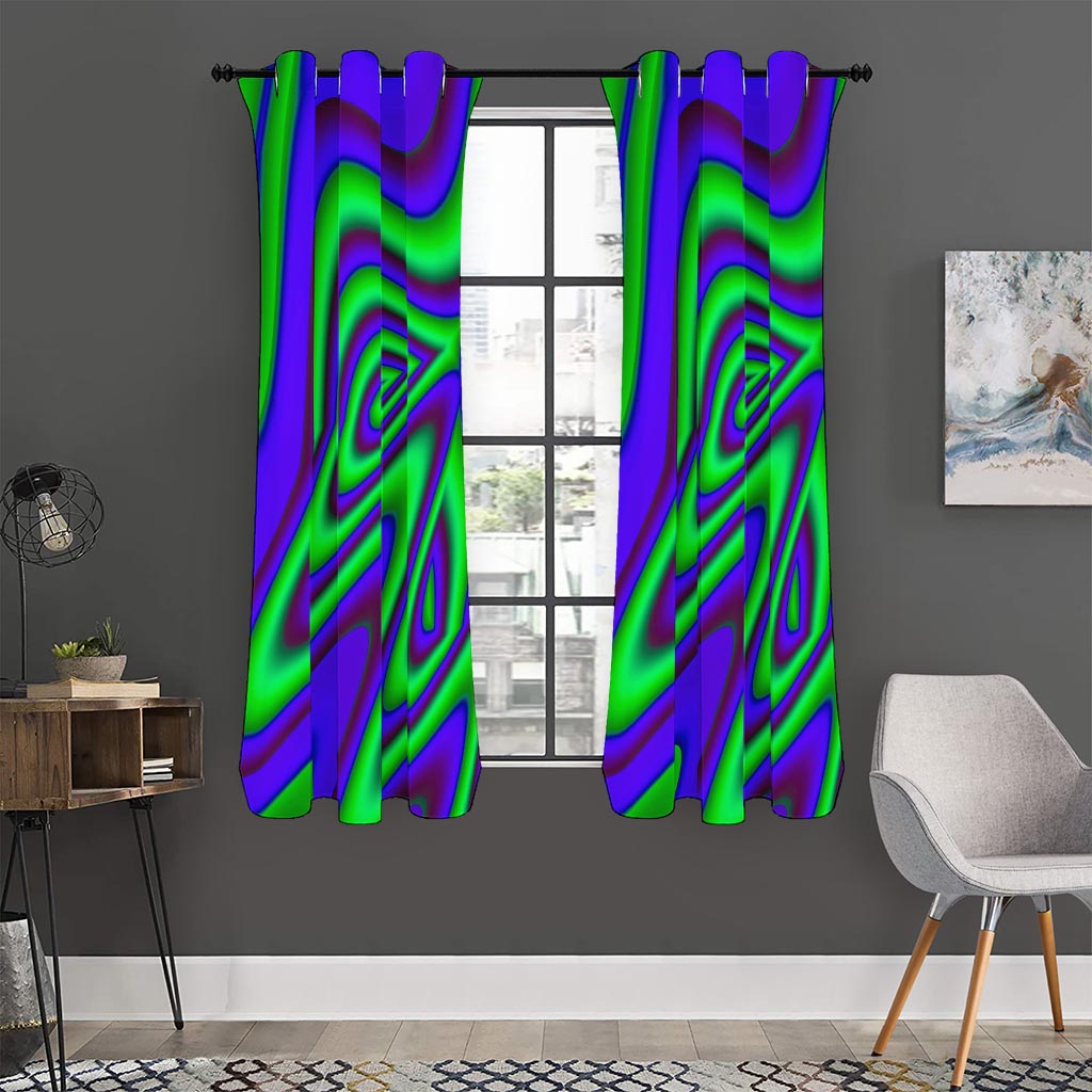 Purple Green Psychedelic Trippy Print Curtain