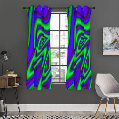 Purple Green Psychedelic Trippy Print Curtain