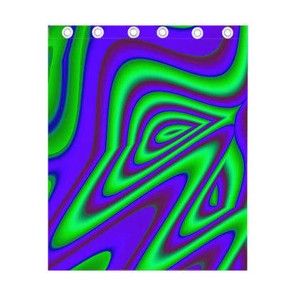 Purple Green Psychedelic Trippy Print Curtain