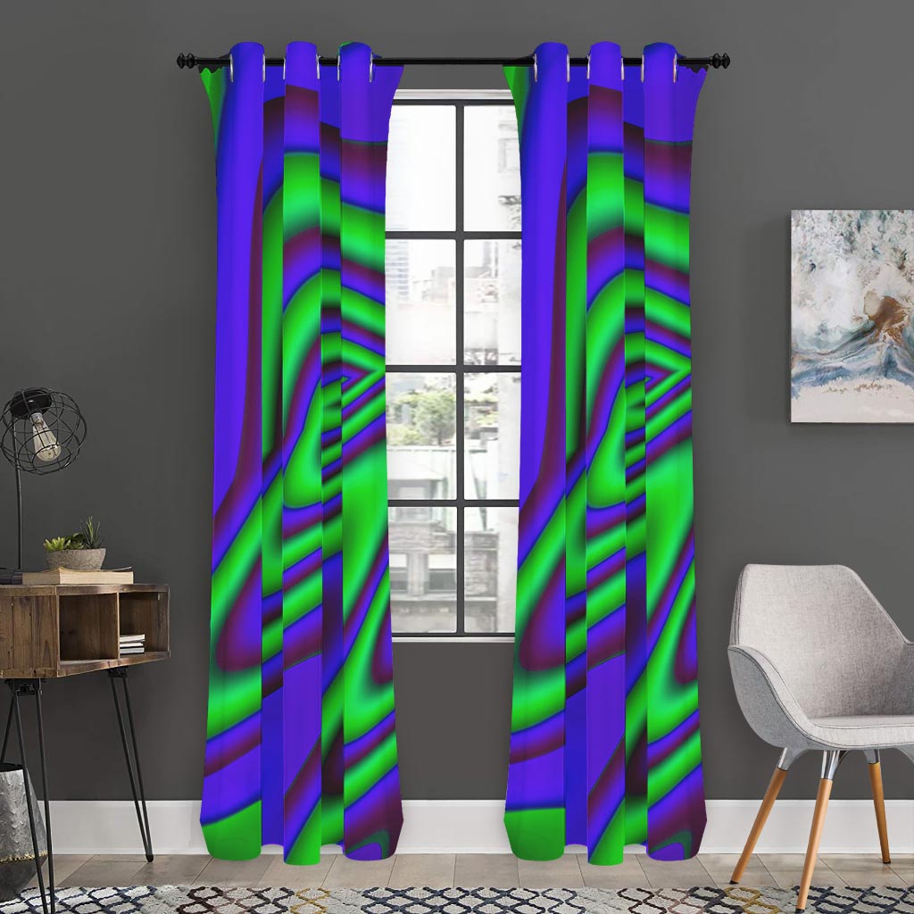 Purple Green Psychedelic Trippy Print Curtain