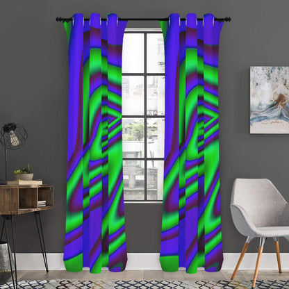 Purple Green Psychedelic Trippy Print Curtain
