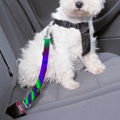 Purple Green Psychedelic Trippy Print Dog Seat Belt