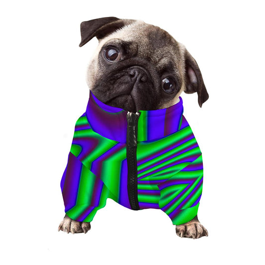 Purple Green Psychedelic Trippy Print Dog Zip Up Jacket