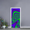 Purple Green Psychedelic Trippy Print Door Sticker