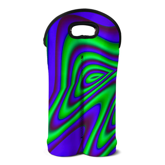 Purple Green Psychedelic Trippy Print Double Neoprene Wine Tote