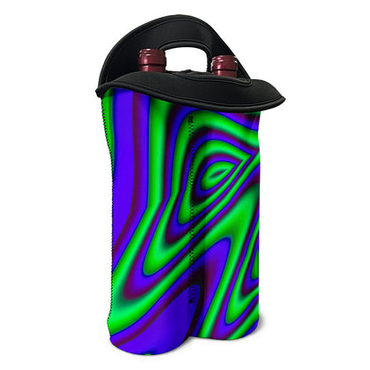 Purple Green Psychedelic Trippy Print Double Neoprene Wine Tote