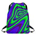Purple Green Psychedelic Trippy Print Drawstring Backpack