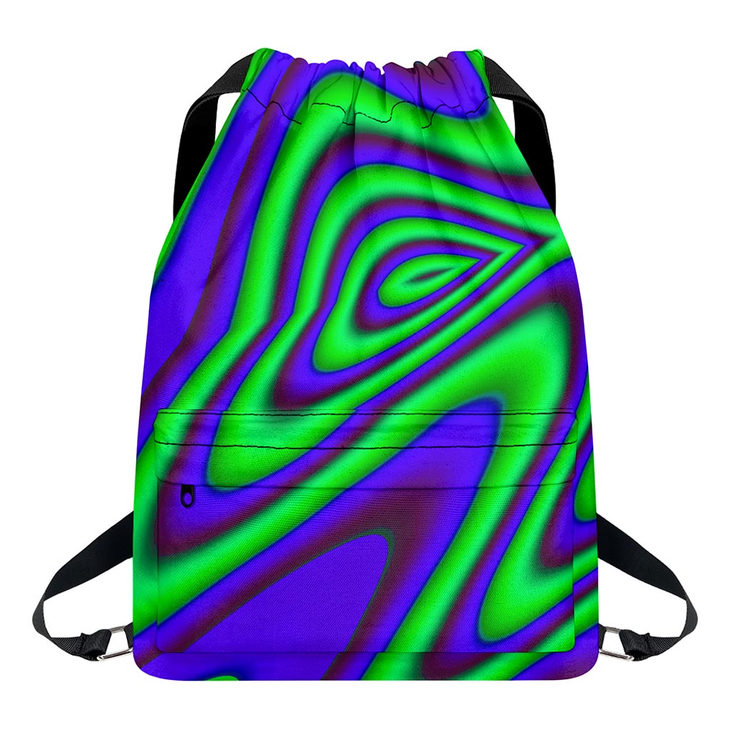 Purple Green Psychedelic Trippy Print Drawstring Backpack