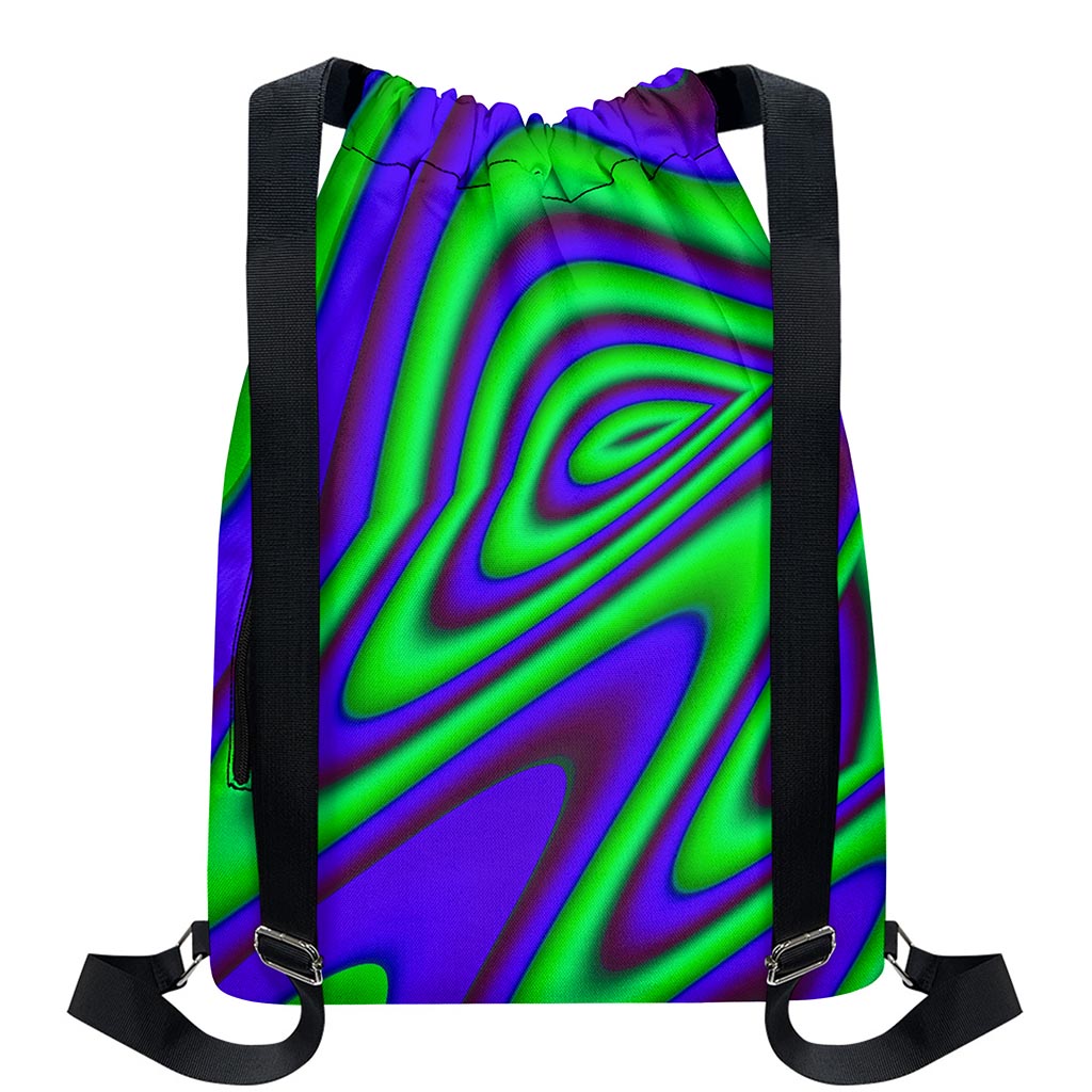 Purple Green Psychedelic Trippy Print Drawstring Backpack