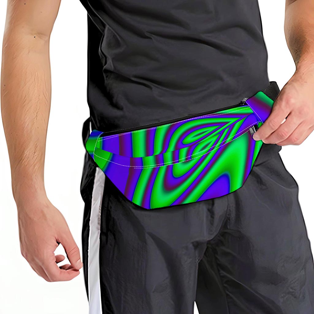 Purple Green Psychedelic Trippy Print Fanny Pack
