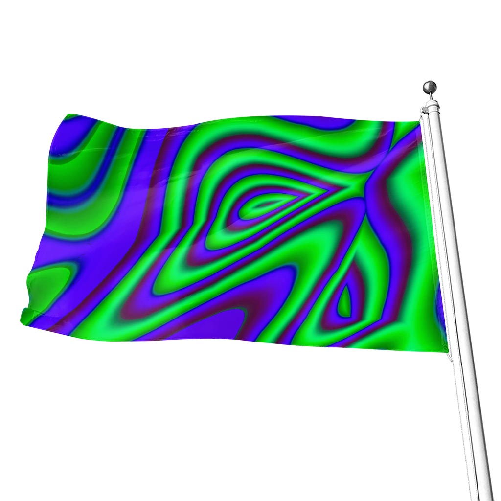 Purple Green Psychedelic Trippy Print Flag