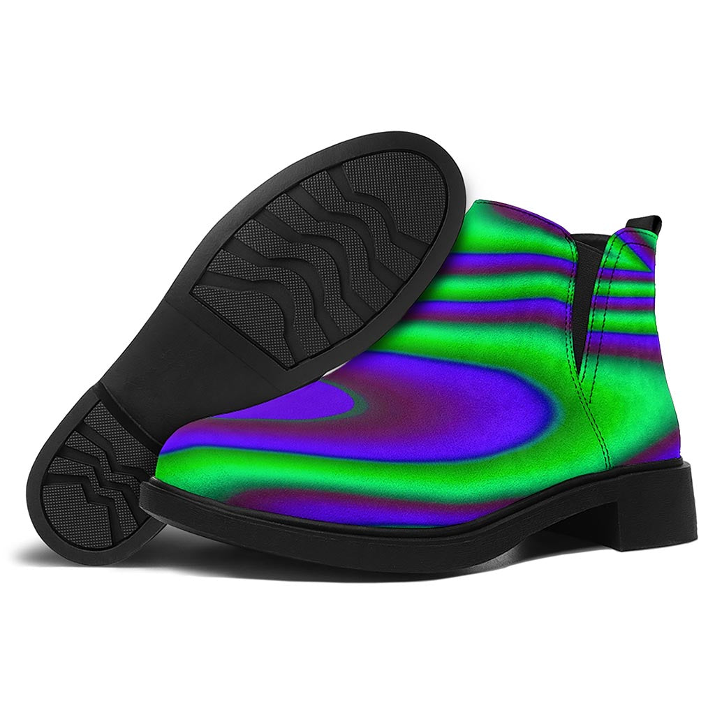 Purple Green Psychedelic Trippy Print Flat Ankle Boots