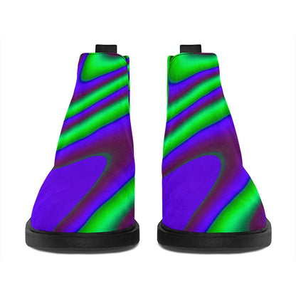 Purple Green Psychedelic Trippy Print Flat Ankle Boots