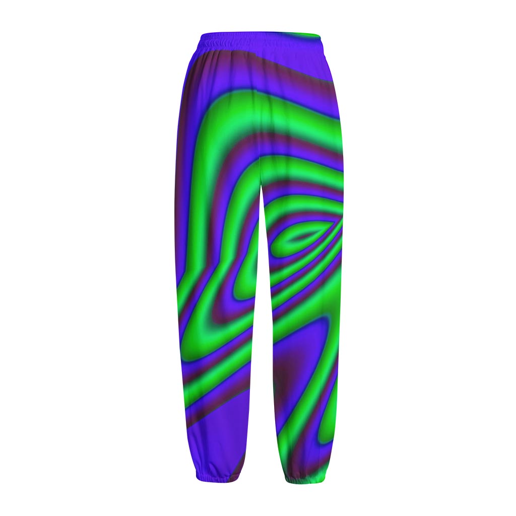 Purple Green Psychedelic Trippy Print Fleece Lined Knit Pants
