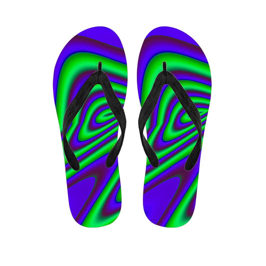 Purple Green Psychedelic Trippy Print Flip Flops