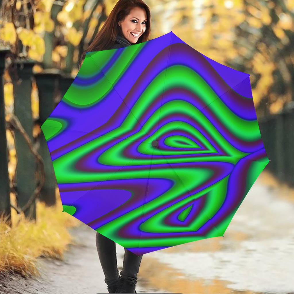 Purple Green Psychedelic Trippy Print Foldable Umbrella