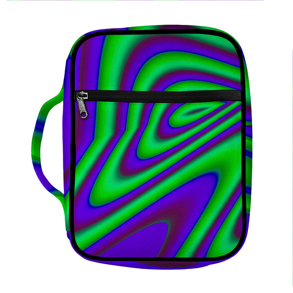 Purple Green Psychedelic Trippy Print Front Pocket Bible Bag