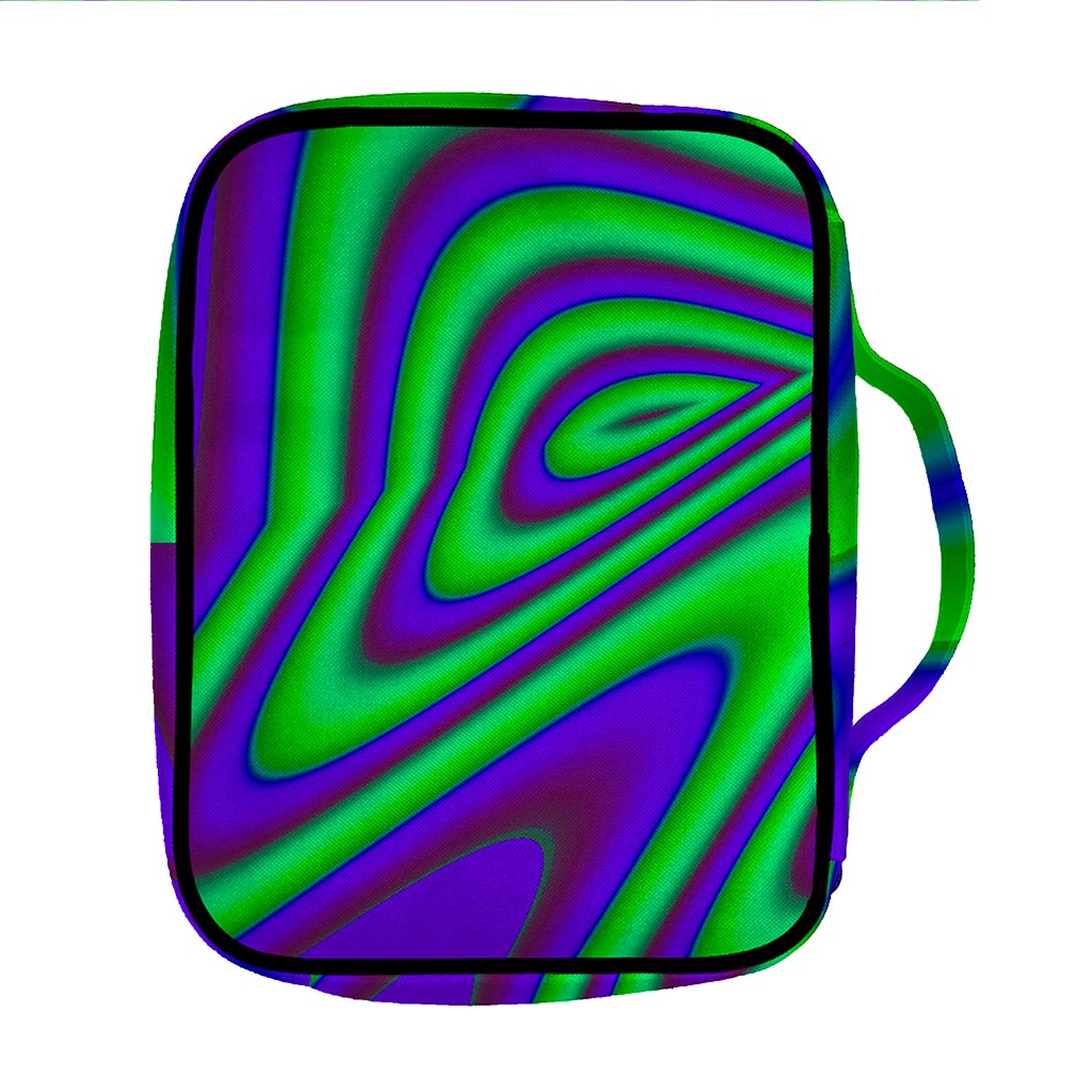 Purple Green Psychedelic Trippy Print Front Pocket Bible Bag