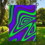 Purple Green Psychedelic Trippy Print Garden Flag