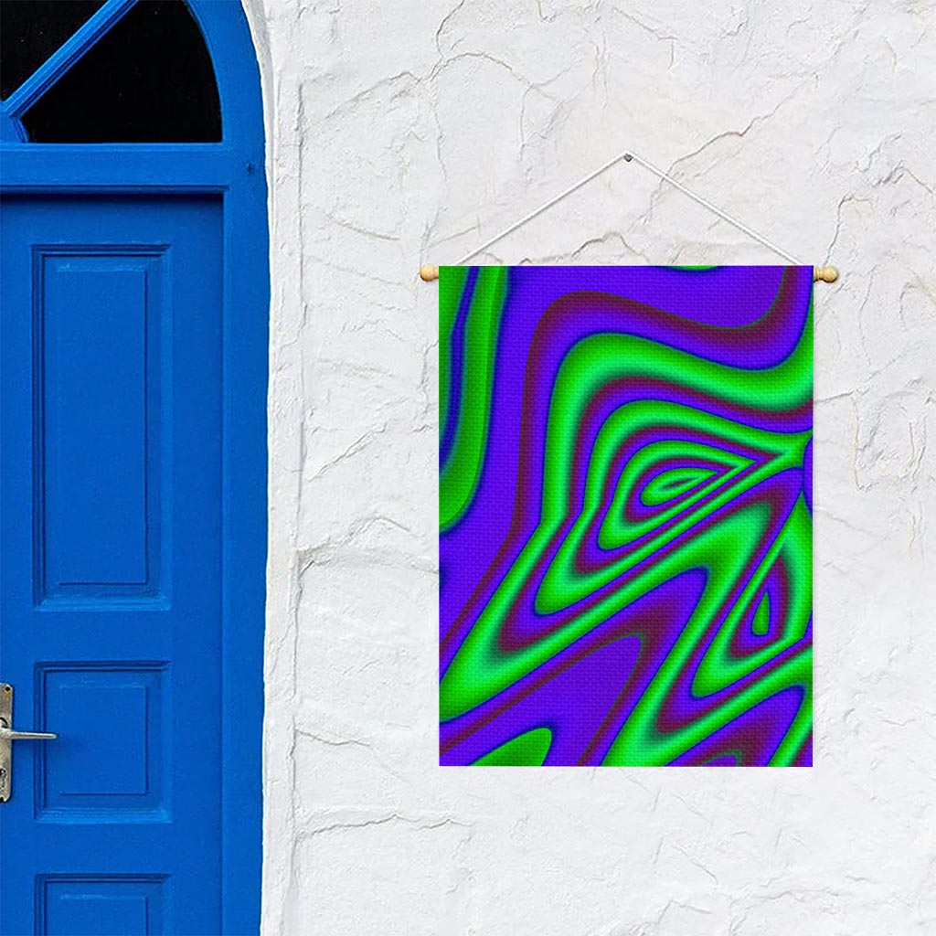 Purple Green Psychedelic Trippy Print Garden Flag
