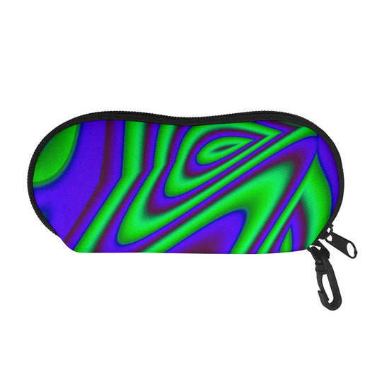 Purple Green Psychedelic Trippy Print Glasses Case