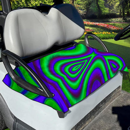 Purple Green Psychedelic Trippy Print Golf Cart Seat Cover