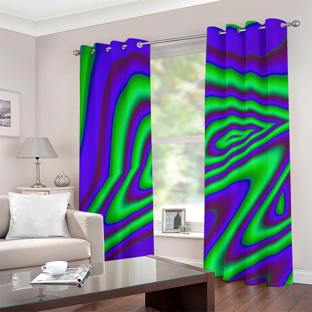 Purple Green Psychedelic Trippy Print Grommet Curtains
