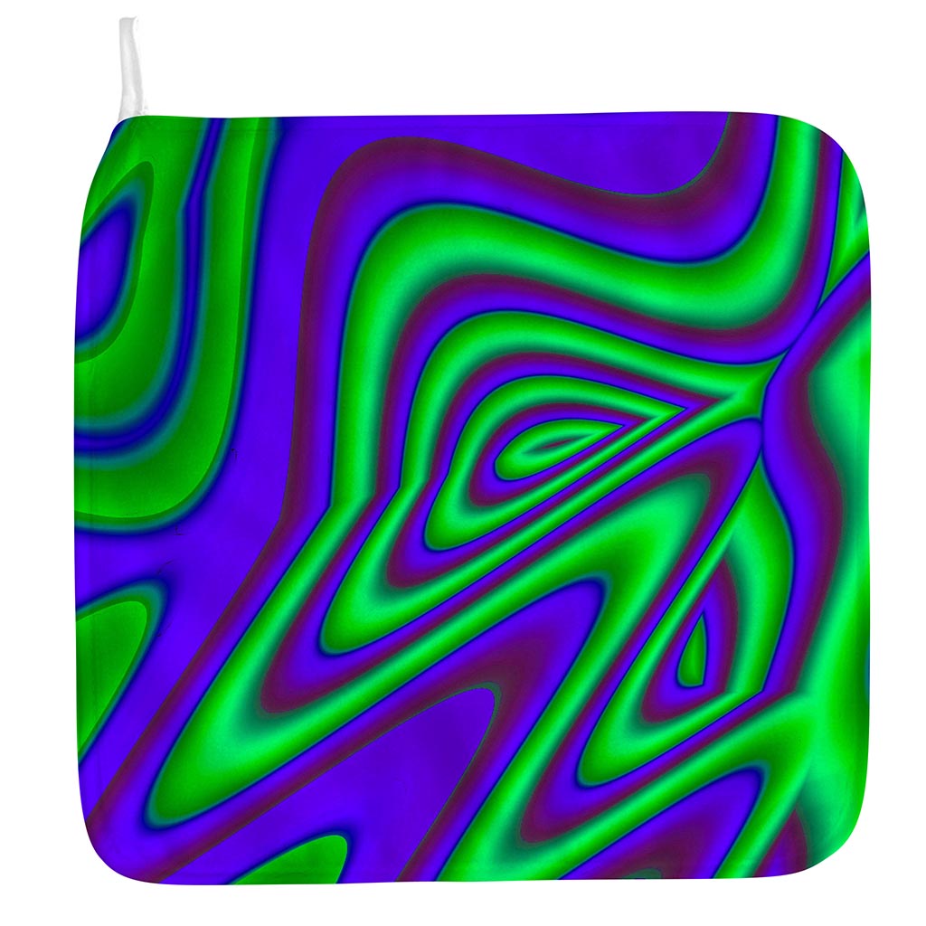 Purple Green Psychedelic Trippy Print Hand Towel