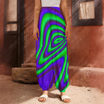 Purple Green Psychedelic Trippy Print Harem Pants