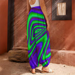 Purple Green Psychedelic Trippy Print Harem Pants