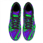 Purple Green Psychedelic Trippy Print High Top Leather Sneakers