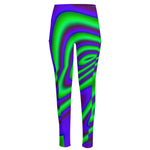 Purple Green Psychedelic Trippy Print High-Waisted Pocket Leggings