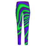 Purple Green Psychedelic Trippy Print High-Waisted Pocket Leggings