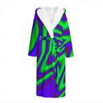 Purple Green Psychedelic Trippy Print Hooded Bathrobe