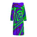 Purple Green Psychedelic Trippy Print Hooded Bathrobe