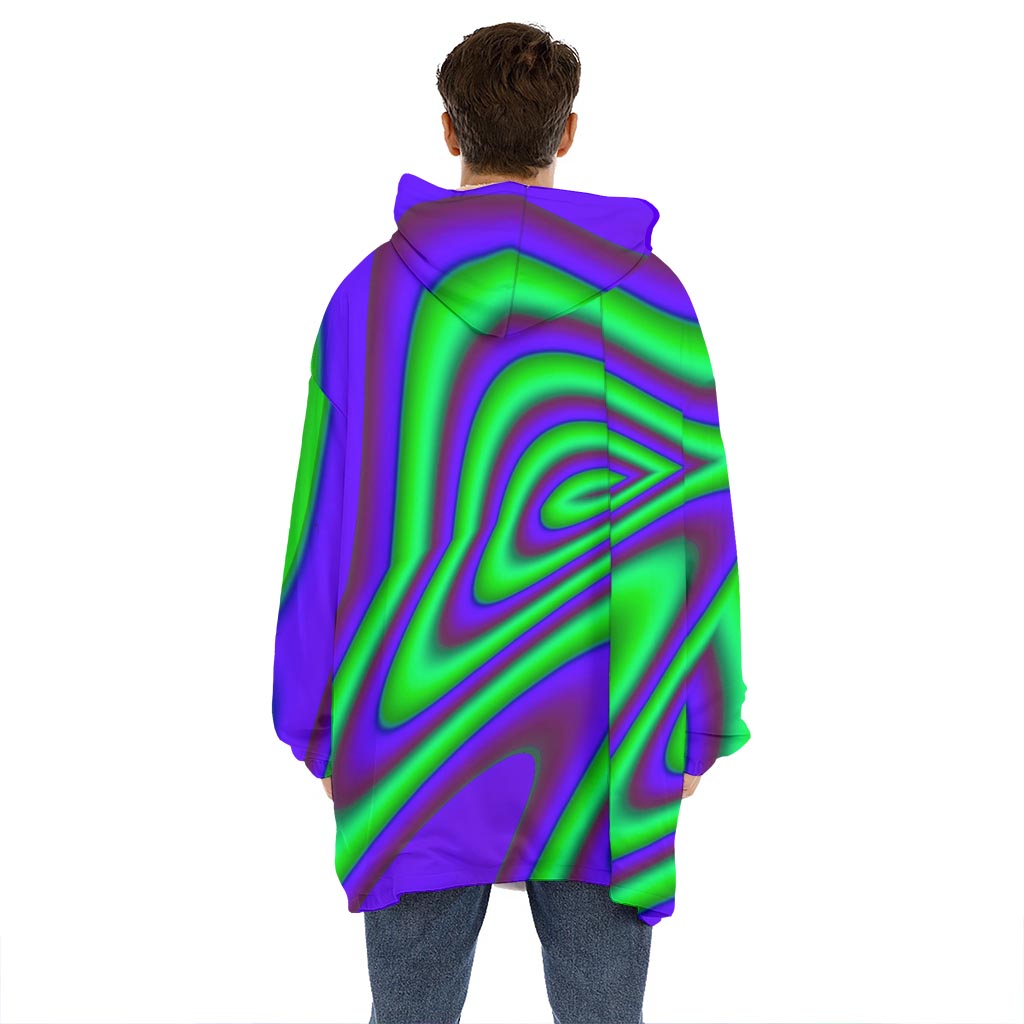 Purple Green Psychedelic Trippy Print Hoodie Blanket