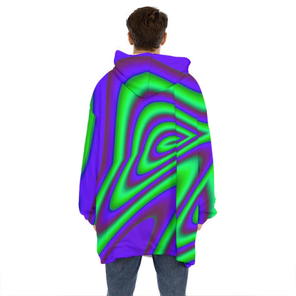 Purple Green Psychedelic Trippy Print Hoodie Blanket