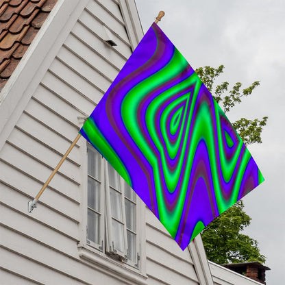 Purple Green Psychedelic Trippy Print House Flag