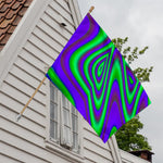 Purple Green Psychedelic Trippy Print House Flag