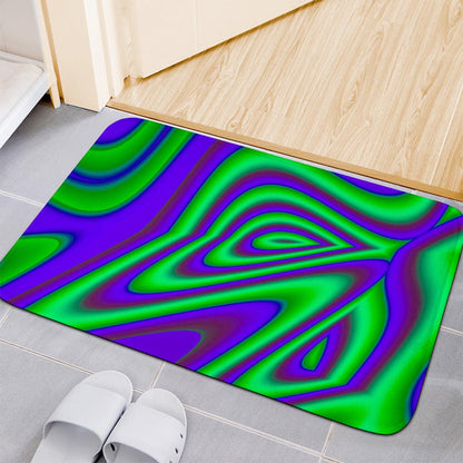 Purple Green Psychedelic Trippy Print Indoor Door Mat