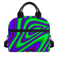 Purple Green Psychedelic Trippy Print Insulated Lunch Bag