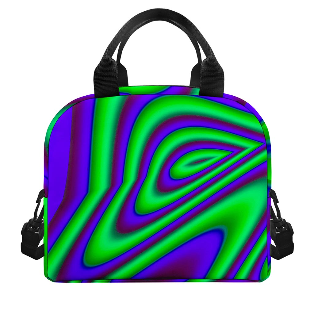 Purple Green Psychedelic Trippy Print Insulated Lunch Bag